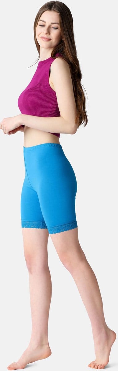 Bellivalini BLV-BLV50-216-LE Dames Leggings - Sport - Vrijetijdsbroek - Kort - Viscose - Sporbroek - Yogabroek - Blauw - M