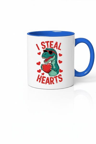 Grappige T-Rex Mok 'I Steal Hearts' | Liefdevolle Dinosaurus Koffiemok | Valentijn Cadeau