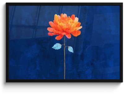 Poster in lijst - Fotolijst 90x60 cm - Posters - Bloem - Oranje - Bladeren - Posterlijst zwart - Decoratie - Wanddecoratie woonkamer - Muurdecoratie slaapkamer