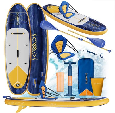 Devoko SUP board XL - allround - opblaasbaar paddle board - limited collection - stand up paddle board - compleet SUP pakket paddleboardpakket - 130 kg - 79x 320cm - blauw geel