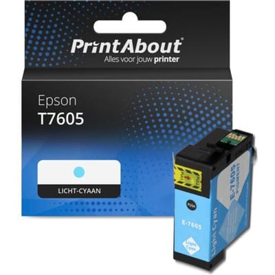 PrintAbout Inktcartridge T7605 Licht-cyaan geschikt voor Epson