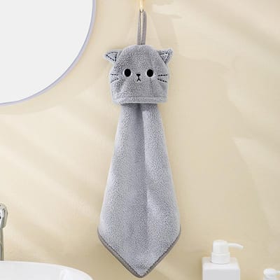 Kat Borduurwerk Handdoek Huisdecoratie Super Absorberend Hangend Koraalfluweel Handdoek Badkamer keuken Benodigdheden