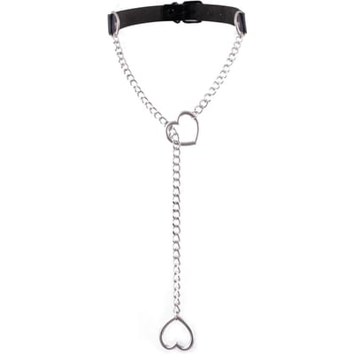 Hart Slipketting Y-Halsketting Zwarte Lederen Choker Kraag Voor Vrouwen Goth Mode Punk Sieraden black