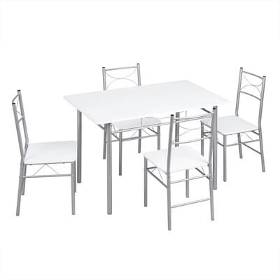 Eettafel met 4 Stoelen - Voor 4-Zits Eetset - Rechthoekige Keukentafel met Metalen Frame - Eetkamermeubilair