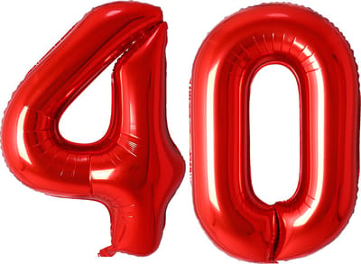 Ballon Cijfer 40 Jaar Rood Helium Ballonnen Verjaardag Versiering Cijfer Ballon Feest Versiering Met Rietje - 86Cm