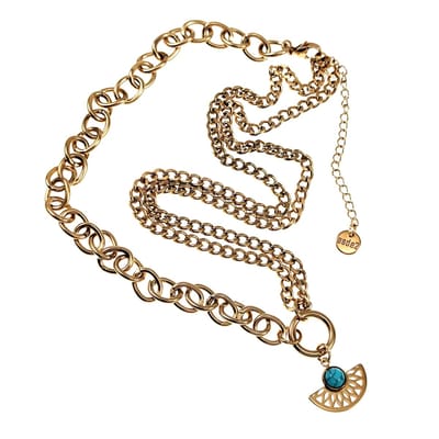 60cm Ketting met Hanger Dames - Verguld RVS - Halsketting van Cubaanse Ketting en Ovale Schakelketting