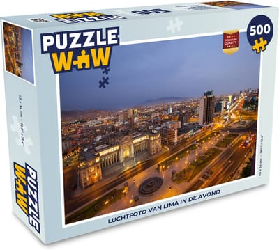 Puzzel Luchtfoto van Lima in de avond - Legpuzzel - Puzzel 500 stukjes