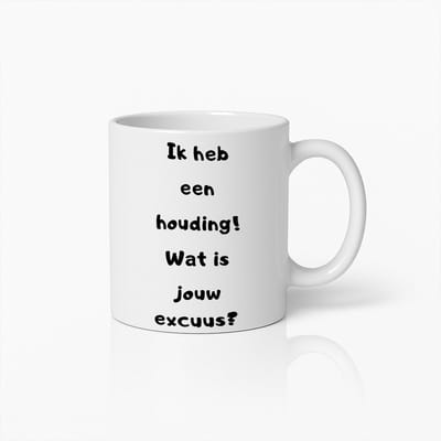 Grappige Koffiemok met "Ik Heb een Houding, Wat is Jouw Excuus?" Tekst – Humoristisch Cadeau voor Vrienden & Collega’s