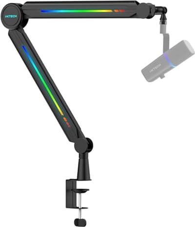 Verstelbare RGB Microfoon Boomarm voor Desk - Perfect voor Live Streaming, Gaming en Podcasting