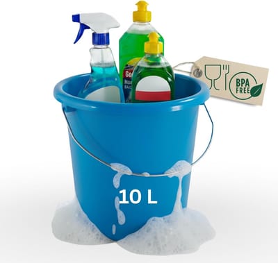 Novaliv Emmer 10L blauw met maatverdeling - poetsemmer 10 liter ? 28,5 cm praktische allrounder met schaal voor huishouden en tuin ideaal als huishoudemmer, wateremmer, dweimmer, emmer