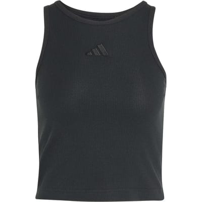 Kort tanktop van katoenmix in fijnrib