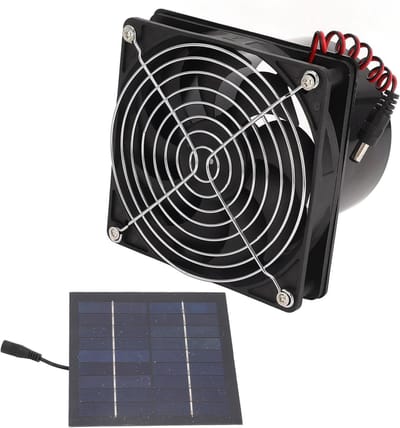 Zonne-afzuigventilator - Ventilator op zonne-energie - Ventilatie buitenruimte - Monokristallijn silicium paneel - 50W 5-12V - Zwart