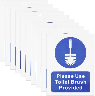 Dailygoods- Label Sticker Waterdicht - Zelfklevend - Indoor/Outdoor - 16x12,5cm - Toilet Waarschuwing - Gebruik Toiletborstel Verstrekt - Waarschuwingslabel