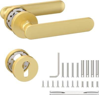 Dailygoods - Deurbeslag Set - Toiletdeur Hardware - Goud Aluminium - Badkamer Deurbeslag - Hoogwaardige Kwaliteit - Geschikt voor Toiletten - Goudkleurig