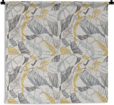 Wandkleed - Wanddoek - Line Art - Jungle - Patronen - Goud - 180x180 cm - Wandtapijt