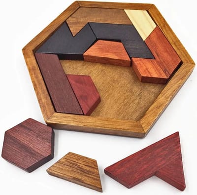 Houten Geometrische Legpuzzel Kinderen - Educatief Montessori Speelgoed 3+ - Breinbreker Veelhoek Mozaïek - IQ test Puzzel