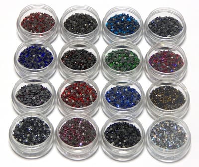 Strasssteentjes, 2 mm SS6 AAA-kwaliteit, om op te strijken, 13 kleuren met sorteerbox glittersteentjes, strassteentjes, zelfklevend, hot lijm