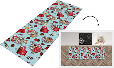 Keukenloper - Loper keuken - Patronen - Uil - Ontbijt - 150x50 cm - Keukenloper vinyl