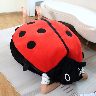 100cm Draagbaar Insect Pluche Speelgoed Lieveheersbeestje Knuffelkussen Grappige Feest Cosplay Pop Gevuld Zacht Pluche Slaapkussen Cadeaus 60cm rood