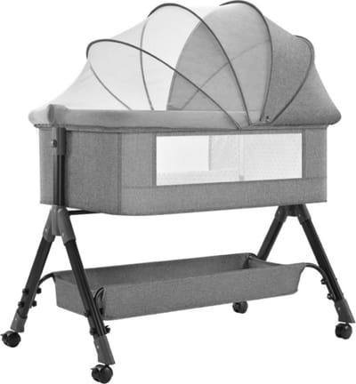 Livista® 3-in-1 Babybed - Verstelbare Hoogte - Co Sleeper - 4 Wielen met Slot - Meergroeibed - Mosquito Net - Peuterbed - Inklapbaar en Verstelbare Schommelstand
