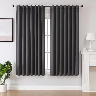Thermische Tab-Top Gordijnen, set van 2, H 175 x B 140 cm, grijs, thermische gordijnen, verduisterende gordijnen, ondoorzichtige slaapkamer woonkamer