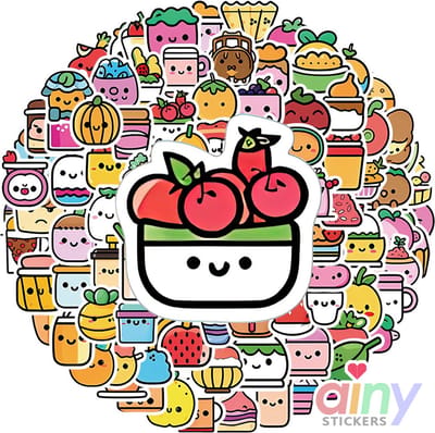 Ainy Cute Foodie eten Stickers 100 stuks voor bullet journal, fotoalbum, laptop, telefoon, waterfles en zelfs als muursticker of geschenksticker. Beloningsstickers / knutselen stickervellen voor kinderen en volwassenen
