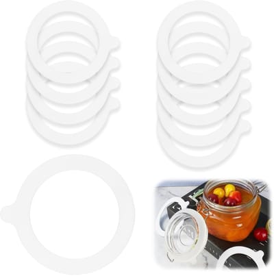Dailygoods- Reserveafdichtingen 10 Stuks - Siliconen Afdichtingen - Weckringen - Afdichtingen voor Inmaakpotten - Buitendiameter 95 mm - Wit - Weckring