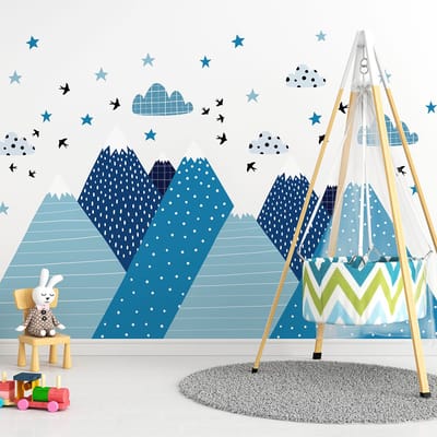 Muurstickers voor kinderkamers - Decoratie voor babykamers - Gigantische muursticker voor kinderen, Scandinavische bergen, PIERKA - 40x60cm