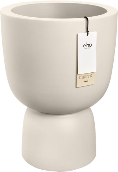 Elho Amber Coupe Round 35 - Bloempot voor Binnen & Buiten - 100% Gerecycled Plastic - Ø 34.9 x H 49.0 cm - Linen white