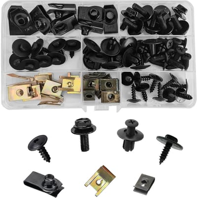 Dailygoods- Schroeven 64-delig - U-clips - Bevestigingsmateriaal - Zelftappende Schroeven - Autoschroeven - Geschikt voor voertuigen