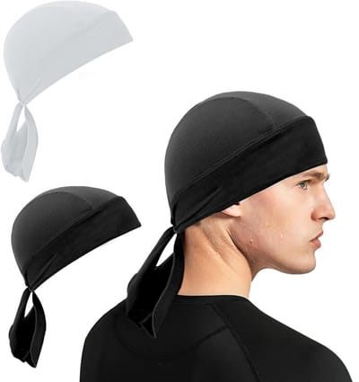 longziming - Sport Bandana - Fiets Bandana - Hoofddoek - Motorhoofddoek - 2 stuks - Zwart & Wit - Polyester - Snel drogend