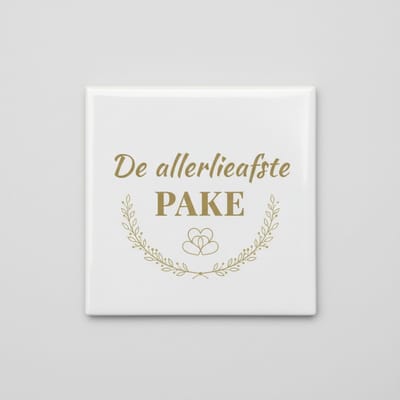 Keramische Wandtegel “De Allerliefste Pake” – Liefdevolle Opa Tekst Decoratie Cadeau – 15 x 15 cm