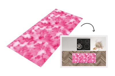 Keukenloper - Loper keuken - Waterverf - Patronen - Fuchsia - 120x50 cm - Keukenloper vinyl