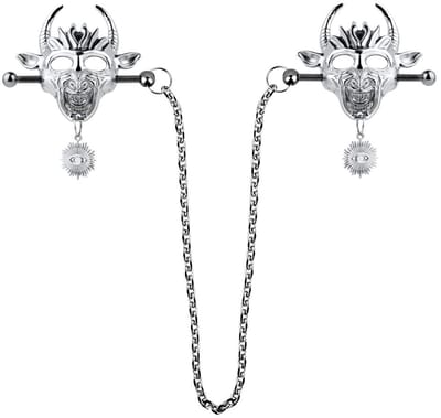 Kiotos - Demonic Mask met Hanger - Tepelklemmen met ketting