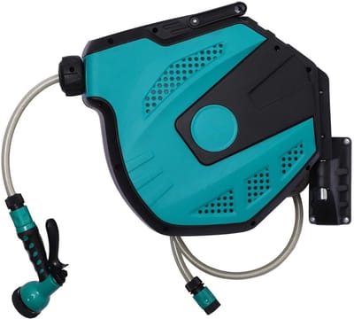 Zylo® Wandslangenbox - Compacte Slanghaspel - Draaibare Slanghaspel - Groen en Zwart - 44cm x 225cm x 41cm