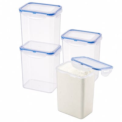 Lock&Lock Vershoudbakjes set met deksel - Diepvriesbakjes - Diepvriesdozen - Bewaarbakjes - Bewaardozen voedsel - Voorraaddozen - Vershouddoos - Luchtdicht - Lekvrij - BPA vrij - PFAS vrij - Transparant - 1,8 liter - Set van 4 stuks - LocknLock
