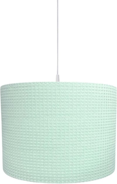 BINK Bedding Hanglamp/Lampenkap Pique Wafel Mint 30 cm inclusief pendel - katoen - wafelstof - kinderkamerverlichting - hanglamp babykamer - uni hanglamp - lamp kinderkamer - mintgroen - pastel - groen