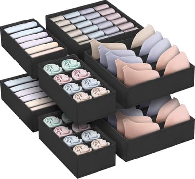 Famanu – Ondergoed organizer set, 8-delig, opvouwbare stoffen lade-organizers voor babykleding en accessoires, grijs
