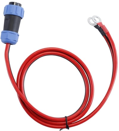 Luchtvaartstekker naar O-klem - Adapterkabel - Stroom Verbinden - IP68 Waterdicht - 10AWG 1 Meter - Zwart
