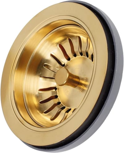 Basketbal Afvoer - Afvoergarnituur - Wastafel - Afneembaar Rooster - Ø90mm Gat - Goud Gesatineerd