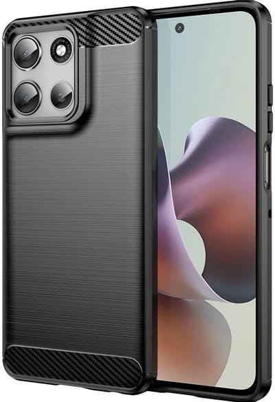 Hoesje geschikt voor Motorola Moto G56 - Techsuit Carbon Silicone Back Cover - Zwart