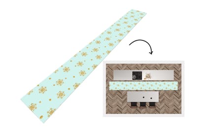 Keukenloper - Keukenmat - Kerst - Patroon - Sneeuw - Goud - 400x50 cm - Keuken vloerkleed