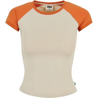 Urban Classics - Organic Stretch Short Retro Baseball Top - 3XL - Creme/Oranje
