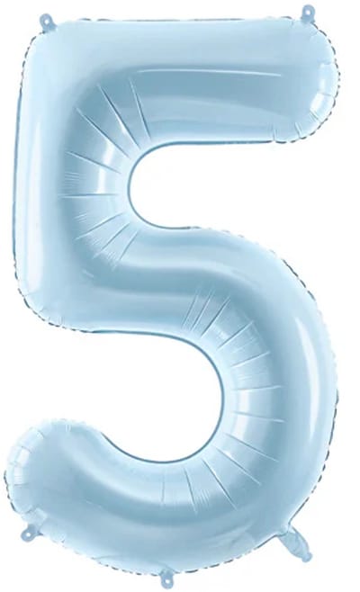 5 Jaar Cijfer Ballon Lichtblauw Leeg 72cm