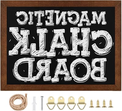 Magnetisch krijtbord met houten lijst, 30 x 40 cm, voor schrijven met krijt, verticaal of horizontaal ophangen, inclusief jute touw voor eenvoudige bevestiging