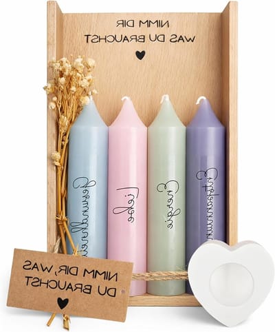Decoratieve Kaarsenhouder Set, Handgemaakt Cadeau voor Verjaardag, Vrouwen, Vriendinnen en Zussen - Stijlvol in Grijs, Roze, Groen en Blauw