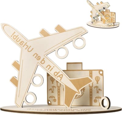 Creatief Geldcadeau voor Verjaardag en Reizen, Houten Luchtvaartthema, Originele Verjaardagscadeaus voor Mannen en Vrouwen