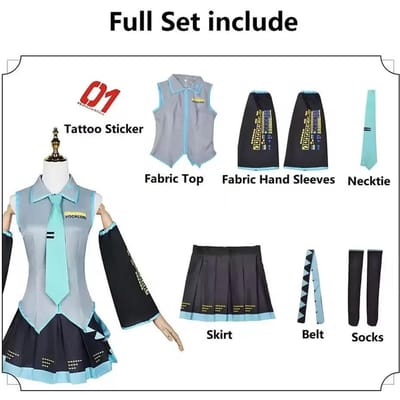 Anime Karakter Prestaties Kleding Hatsune Anime Kleding Cosplay Kleding Rok Hetzelfde Pak Pruik Accessoires Halloween XL zwart