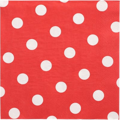 Servetten - rood met witte stippen - 20x st - 40 x 40 cm - feestservetten / polkadots - Papieren wegwerp servetjes