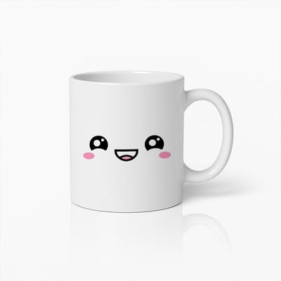Schattige Kawaii Gezicht Mok 330ml – Lief Smiley Ontwerp Beker – Perfect Cadeau voor Animefans & Liefhebbers van Schattige Designs